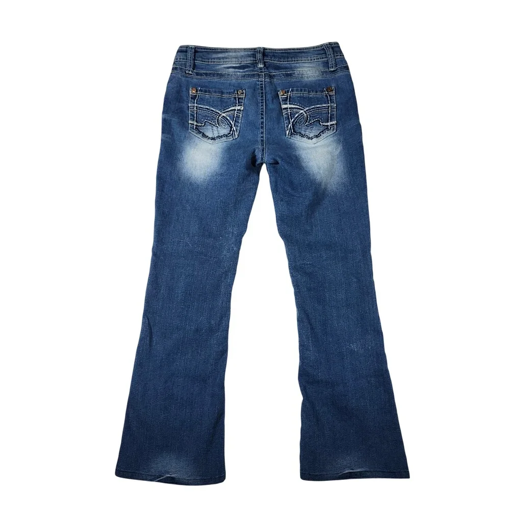 WallFlower Bootcut Jeans Women Size 11 Blue Excellent Contrast Stitching‎ Y2K